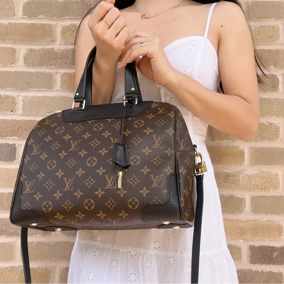 Louis Vuitton Retiro Brown Monogram Nior Black Satchel Duffle Crossbody Canvas - Picture 2 of 13